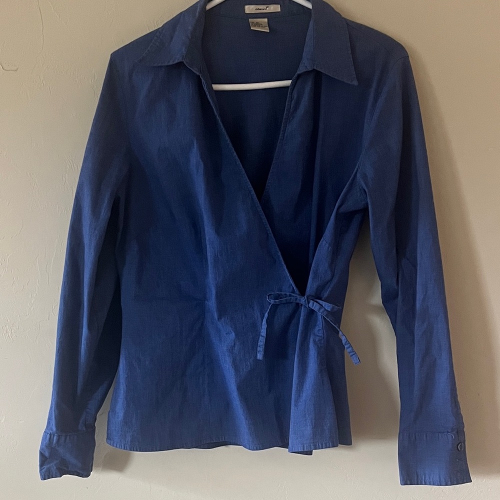 Elegant Blue Wrap Blazer